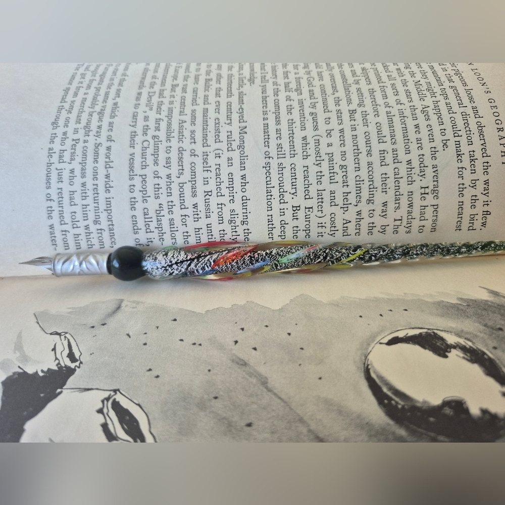 Vintange Murano Twisted  Galss Dip Nib Pen